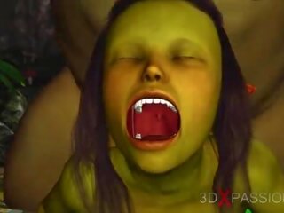 Vert monstre ogre baise dur une lubrique femelle goblin arwen en la enchanted forêt