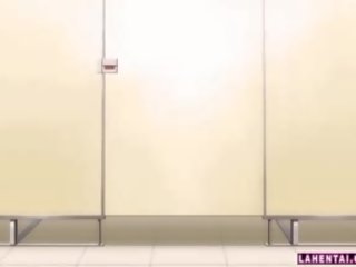 Hentai fata devine inpulit de la în spatele pe public toaleta