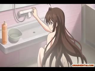 Calvo youth anime standing fodido um mamalhuda alunas em o casa de banho