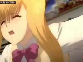 Seductress anime blonde doing deepthroath