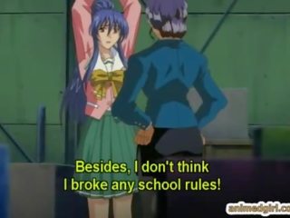 Δεμένα hentai κορίτσι του σχολείου παίρνει shoved dildo σε αυτήν wetpussy