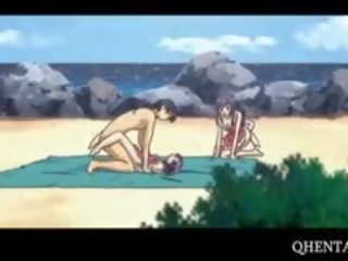 Hentai schnecke fahrten mitglied im dreier bei die strand