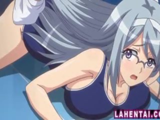 Big Titted Hentai beauty With Glasses In Swimsuit Gets Fucked