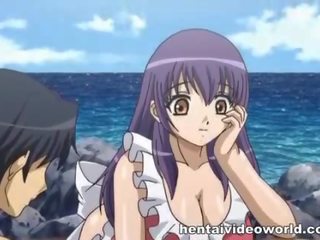 Splendid anime maagd eerste zuigt en eikels