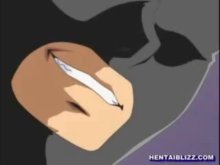 Oskuld animen coed med muzzle blir brutally körd tills