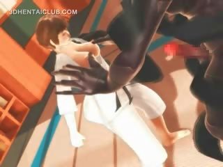 Anime Karate femme fatale Gagging On A Massive johnson In 3d