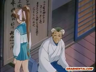 Japanese Hentai girl Caught And Hard Poked By Old Pervert Gu