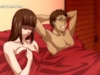 3d anime kindje krijgt poesje geneukt onder het rokje in bed