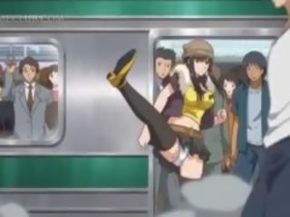 Bonded hentai bẩn kẹp búp bê được tình dục lạm dụng trong trong xe điện ngầm